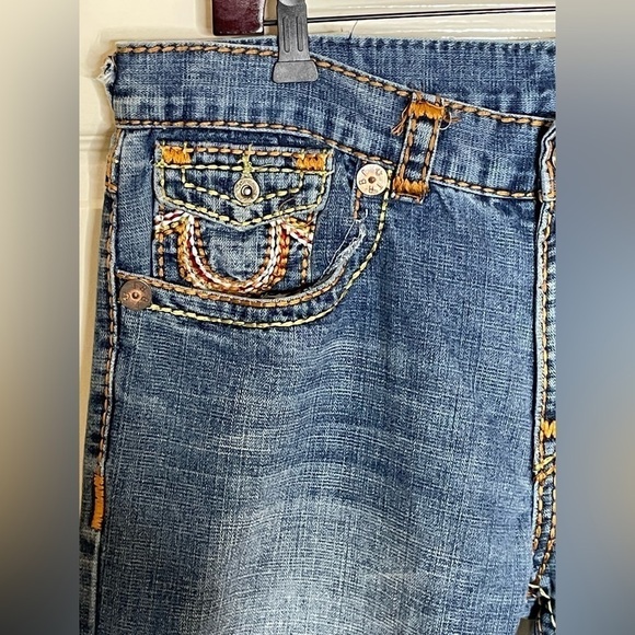 True Religion Joey Super T Rainbow Stitch Flare Jeans 34 - Picture 9 of 13